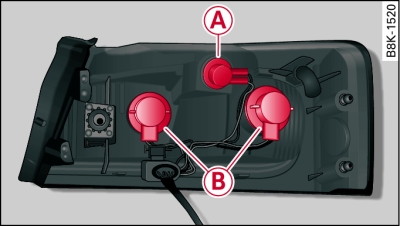 Halogen rear light: Position of bulbs